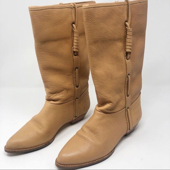 NINE WEST | VINTAGE Wilma Tan Boots Leather 7 - Picture 1 of 10
